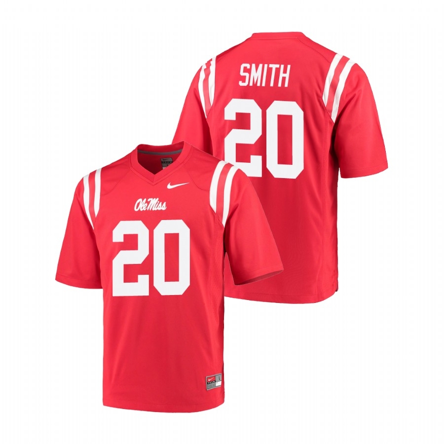 Ole Miss Rebels Men's NCAA Keidron Smith #20 Red Game Nike College Football Jersey GRO2449JM